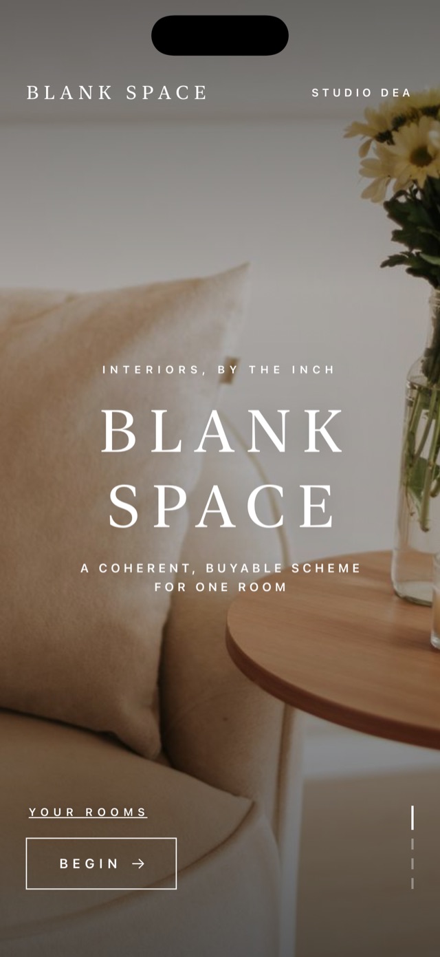 Blank Space welcome screen