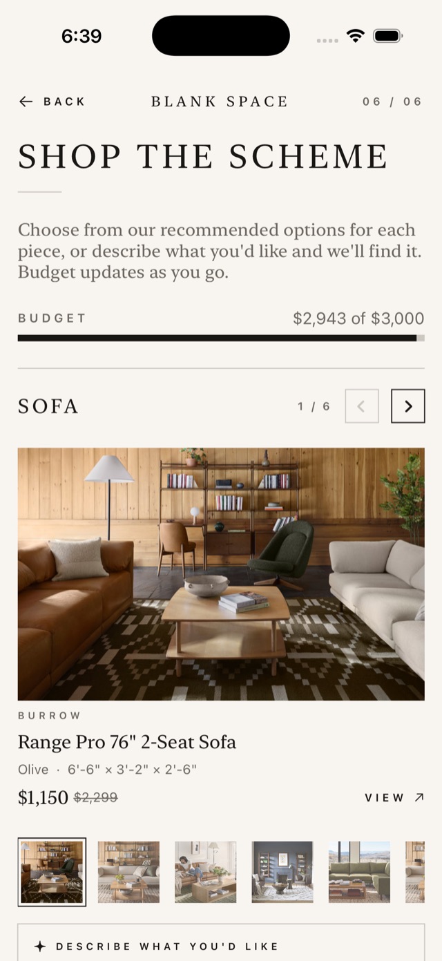 Shopping the scheme with a budget bar